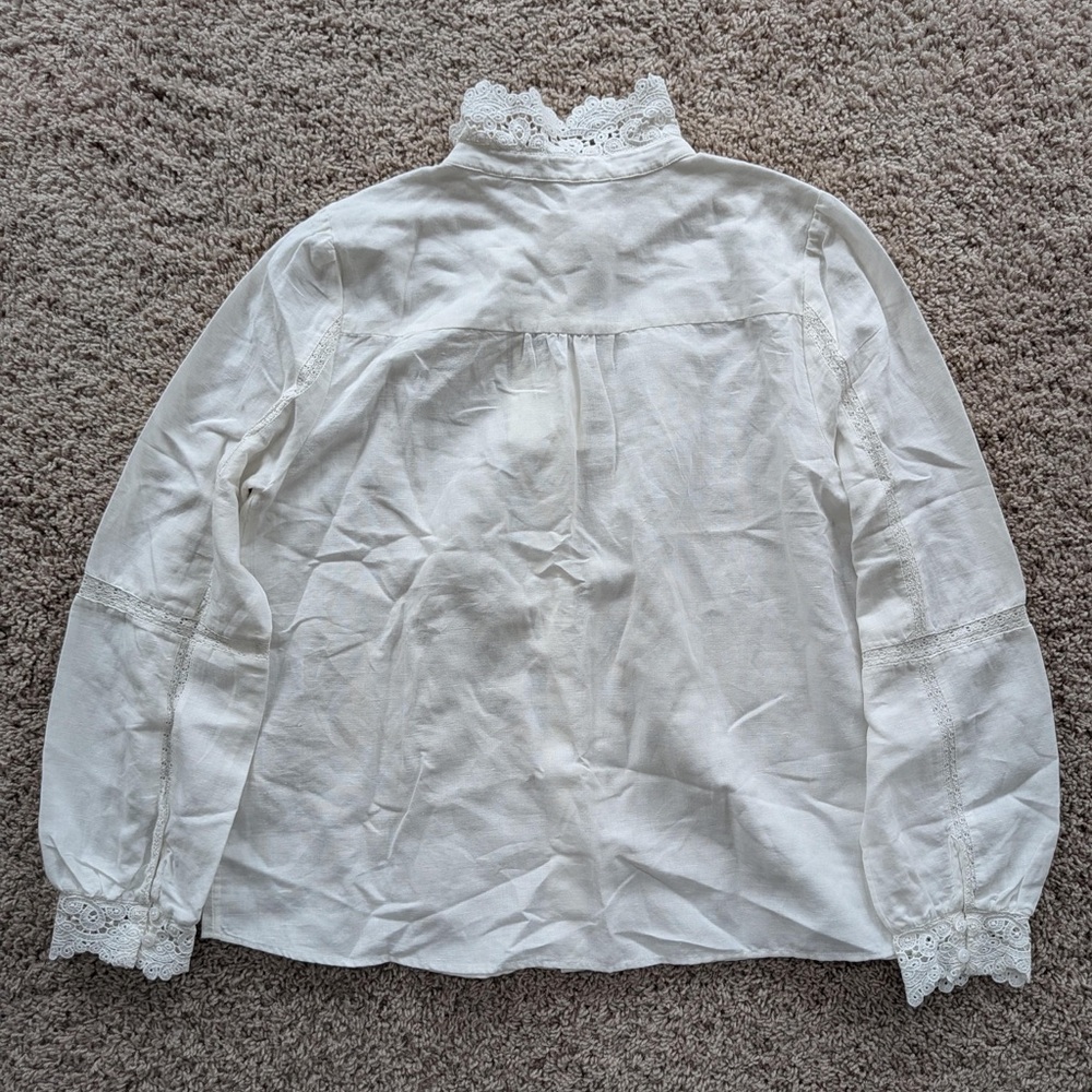 Sezane Chlo Ecru Crochet Shirt Blouse - Picture 5 of 6
